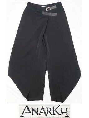 ANARKH  Women's Drop Crotch Draped Harem Pants Black Microfiber